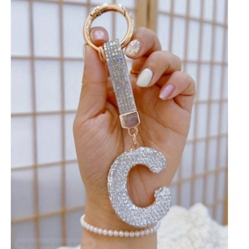 Beautiful Rhinestone Studded Letter “C”‎ Keychain (BRAND NEW & SO CUTE!)